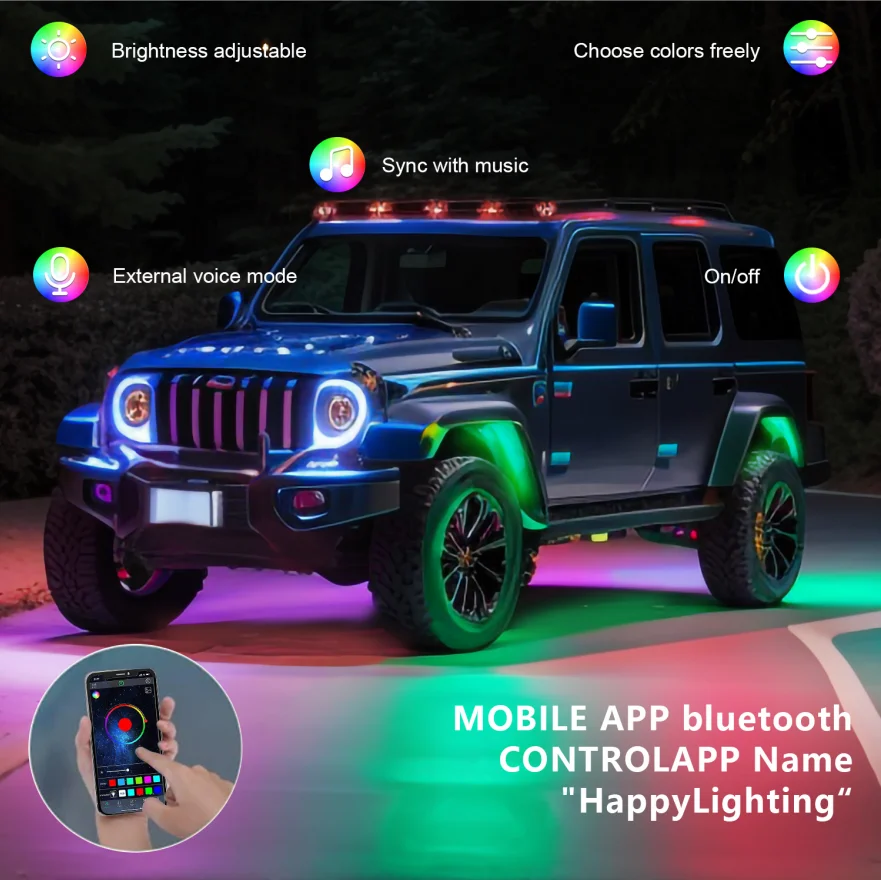 G1 Car Chassis Light Car Exterior Atmosphere Light Car Exterior Decorative Light RGB Atmosphere Light APP Bluetooth Control