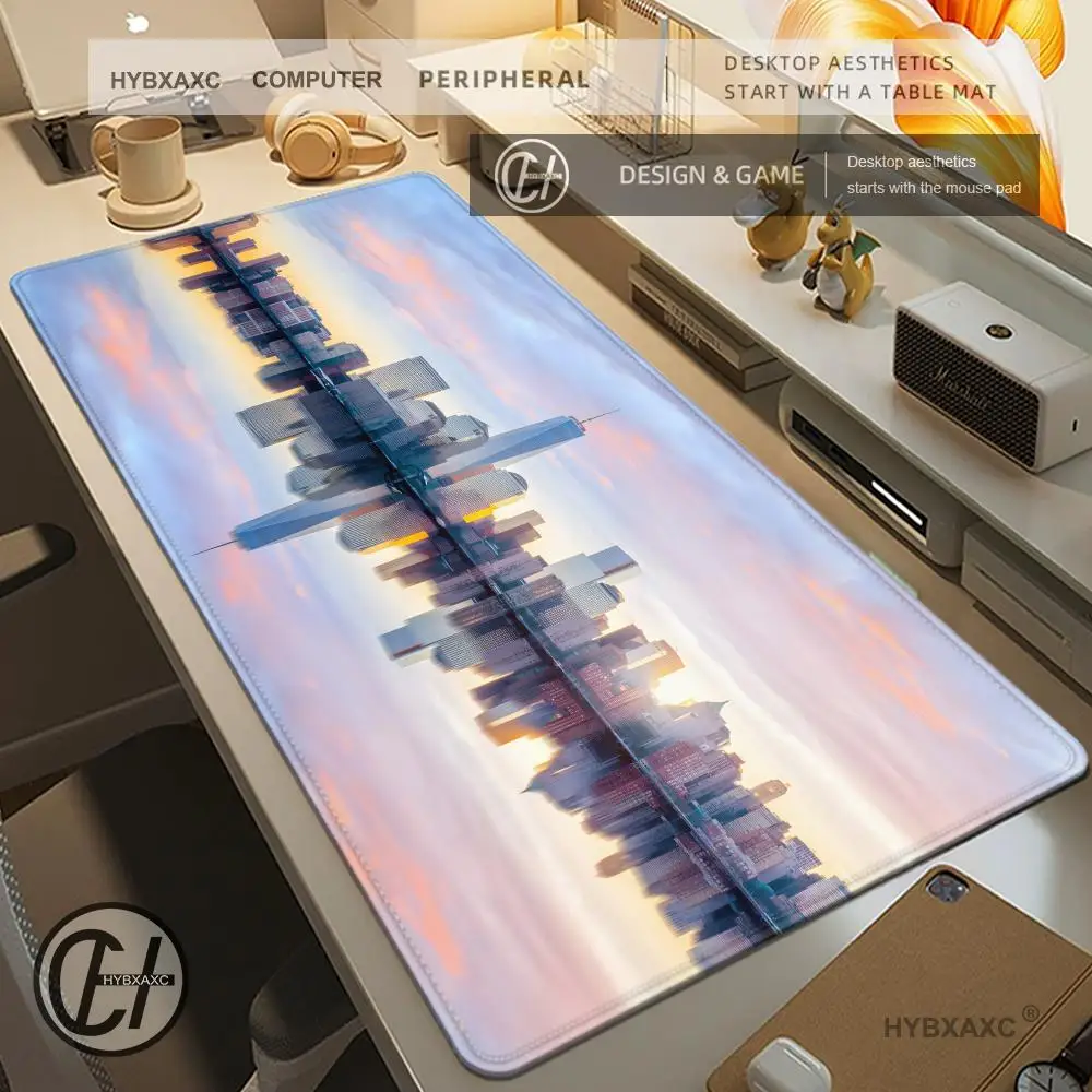 

Коврик для мыши с видом на Нью-Йорк ночью, неоновым изображением архитектуры и пейзажем HYBXAXC