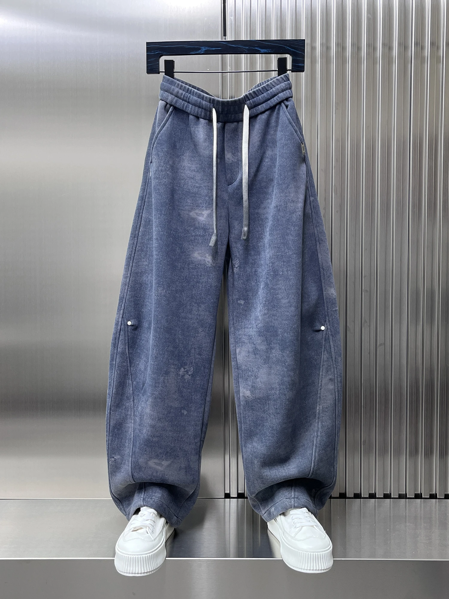 

Модные унисекс-брюки свободного кроя в корейском стиле, осенние, новые, спортивные, повседневные, с текстурой