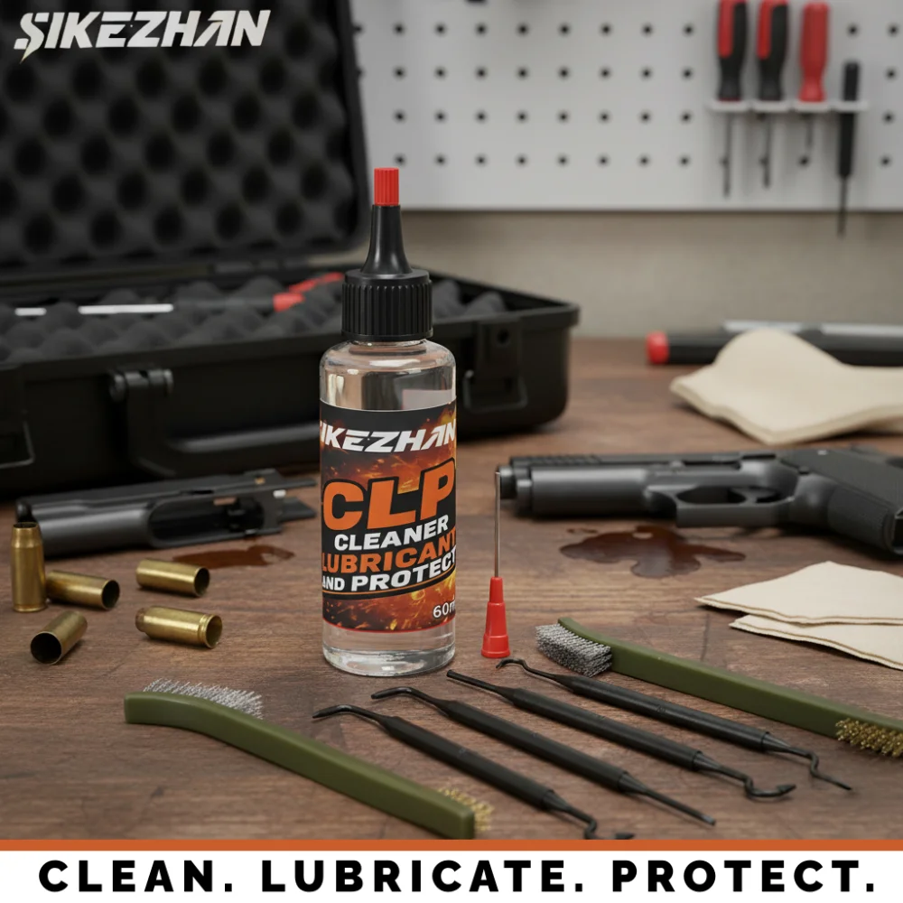

SIKEZHAN 60 мл CLP Gun Oil Lubricant / 7 шт. Набор кистей для чистки. Средство для удаления ржавчины и очиститель отверстий для охотничьих аксессуаров для стрельбы