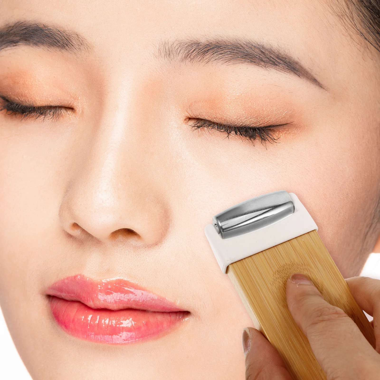 Rolo facial de madeira para cuidados com a pele, ferramenta de massagem ocular, rolo de beleza portátil para mulheres, ferramentas faciais gua sha, rosto