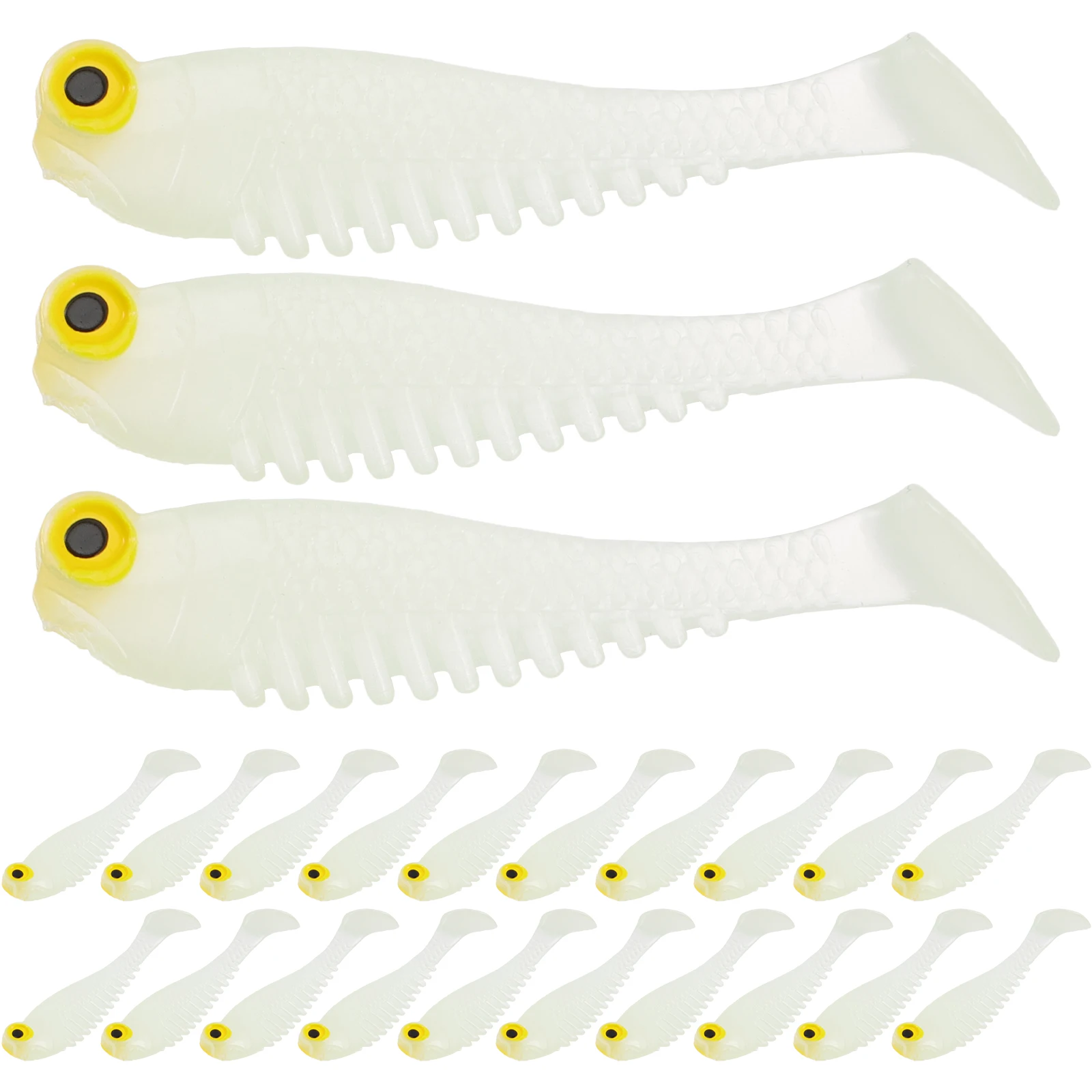 

40 Pcs Night Glow Fishing Lures Soft Artificial Bait for Saltwater Freshwater Reusable Tools Sea Outdoor