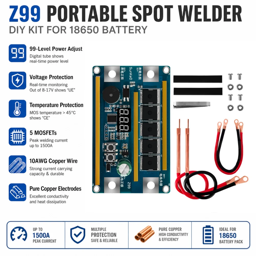 Diy Electronics Spot Welder - Z99 12V Portable Spot Welder Kit,