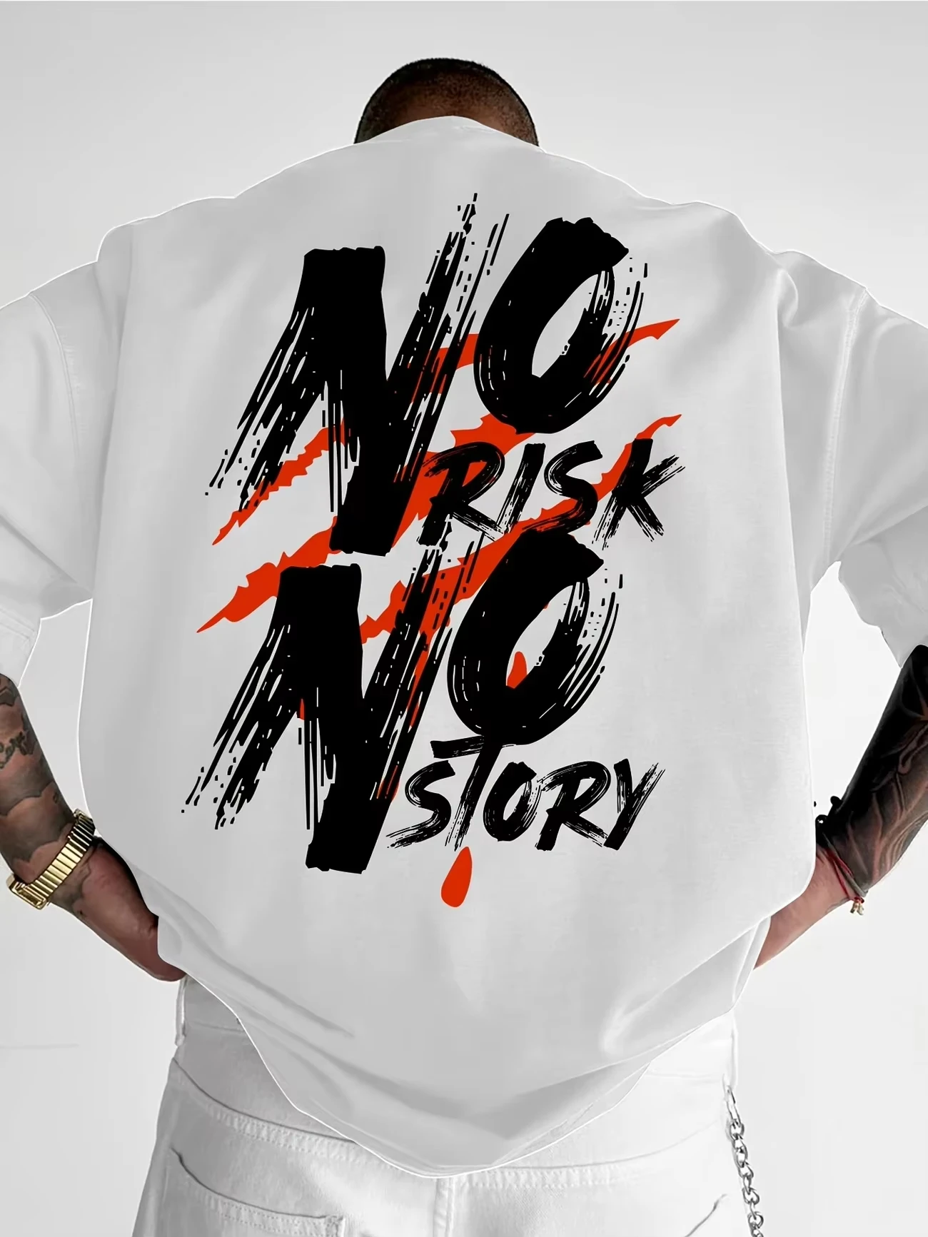 

Men's Streetwear Pattern T-shirt - Bold Letter Printed Loose Casual T-shirt, Vibrant Summer Short sleeved Pure Cotton T-shirt St