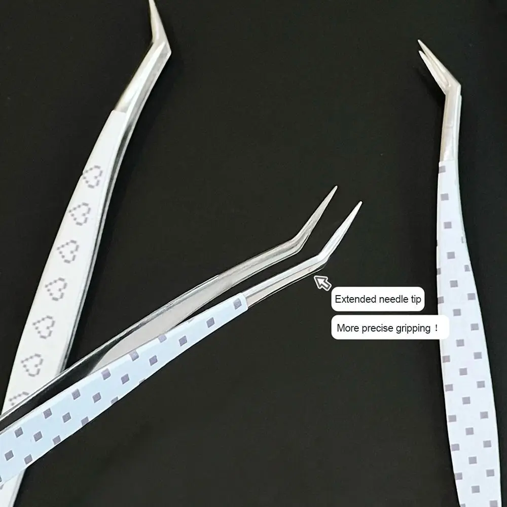 Metal Curved Stickers Tweezers High Precision Anti-static Lashes Extension Tweezer Cartoon Eyelash Curler Beauty Makeup Tools