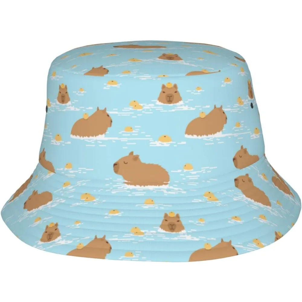 

Capybara Cartoon Bucket Hat Summer Beach Travel Sun Hat Packable Fisherman Cap for Men Women