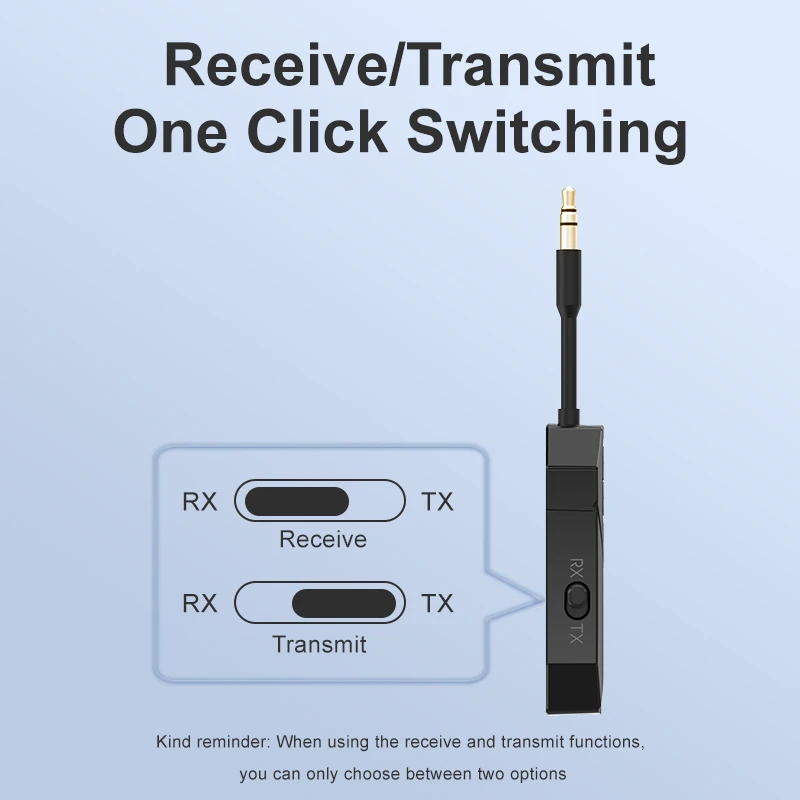 Upgrade Bluetooth 5.4 Audio Transmitter Receiver With Mic 3.5MM AUX Stereo Music 2 in 1 Wireless Adapter For TV PC Airplane Car