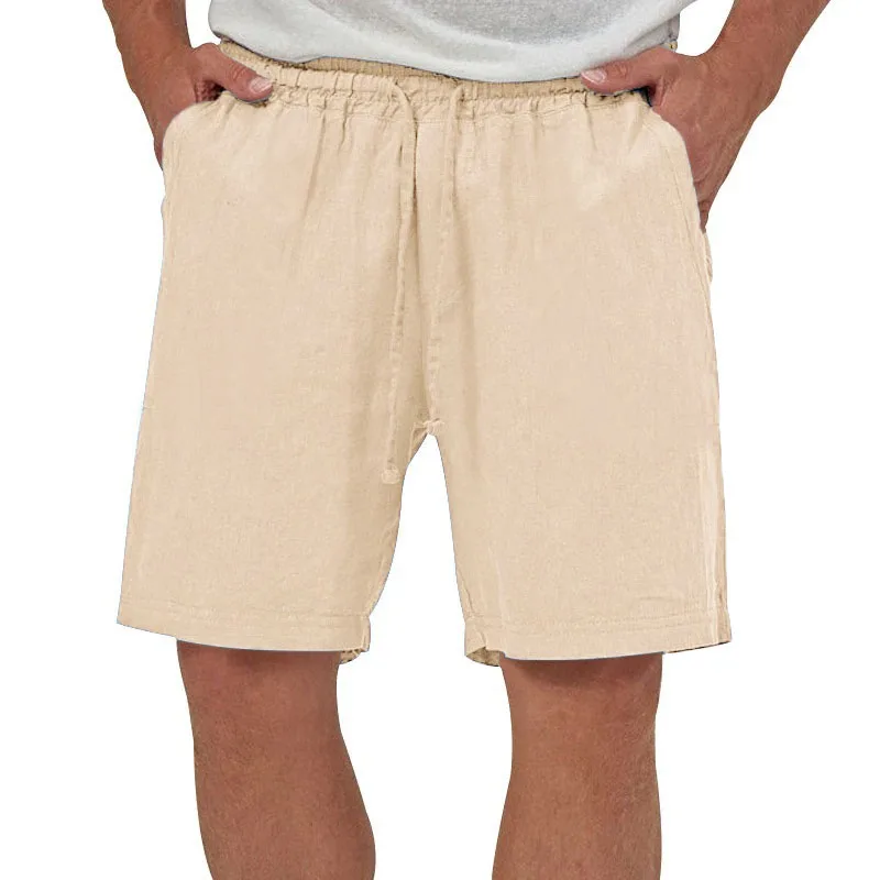 Herren-Shorts aus Baumwolle und Leinen, lässig, lockere Passform, kurze Hosen im hawaiianischen Strandstil, Sommer, atmungsaktiv, leichte Shorts, gemütliche Streetwear – Detail 3