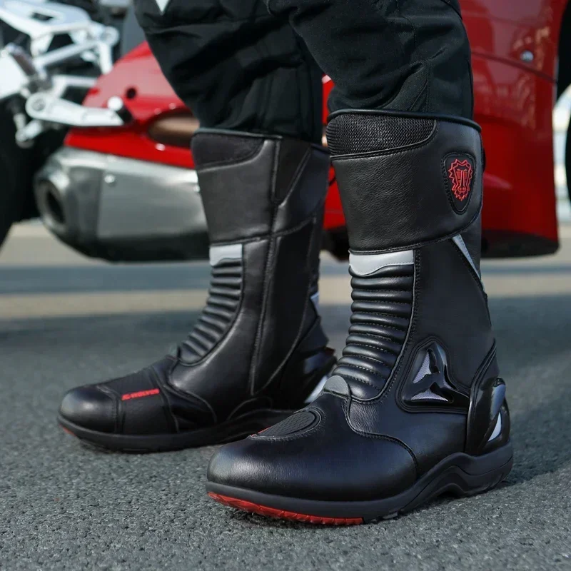 SPEED Professiona Biker Shoes Motorbike Riding Protective Gear Shift Microfibe Leather Boot SIZE 37-47 Motorcycle Racing Boots