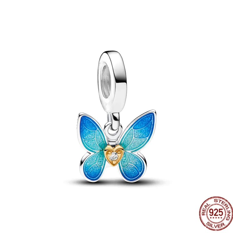 Murano Glass Butterfly Charm para Mulheres, Glow Firefly Dangle, Jewelry Bead, 925 Sterling Silver, Fits Pulseira Pandora Original, Nova