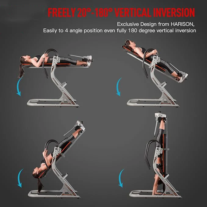 Heavy Duty Inversion Table For Back Pain Relief With 3D Memory Foam, Back Inversion Table With 180 Degree Full Inversion