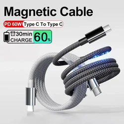 100W USB C To Type C Cable Data Wire Cord Magnetic Charger Cable For Iphone 16 Samsung S24 S23 S22 Ultra  iPad MacBook Xiaomi