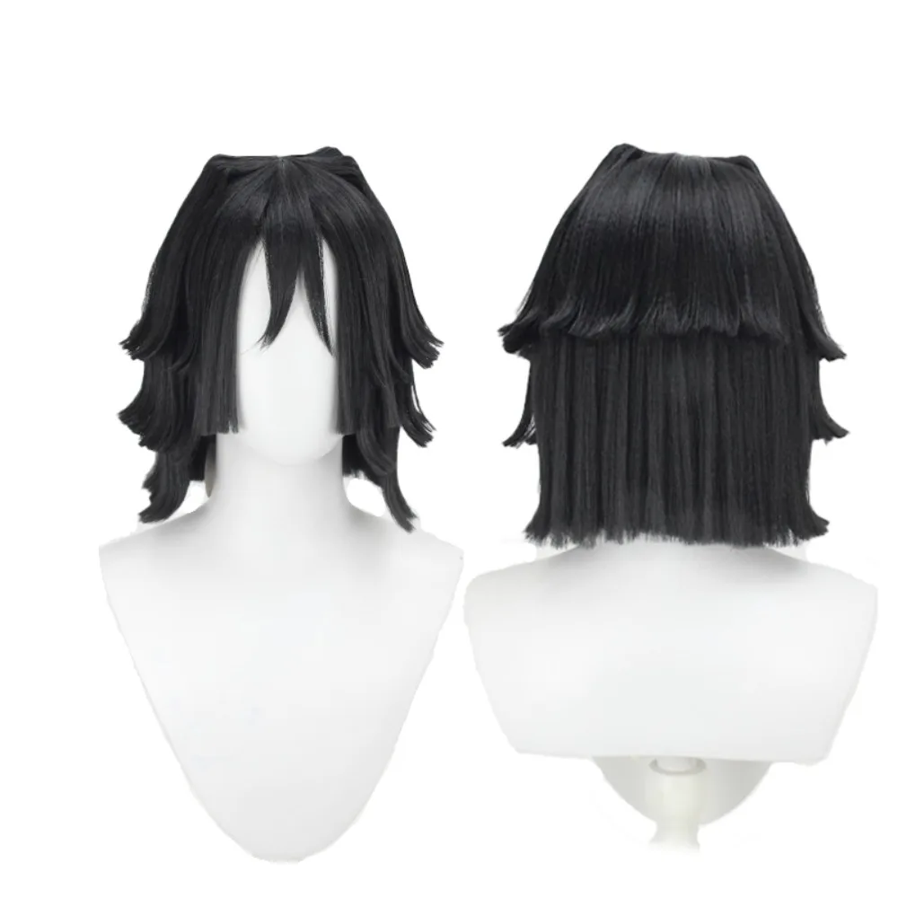  Iguro Obanai Snake Pillar Black Layered Cosplay Wig for Men Women