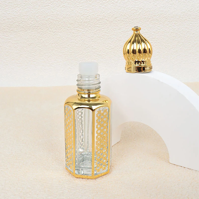 3/6/12ml Golden Essential Oil Roller Bottles Refillable Perfume Bottle Empty Glass Roll-On Sample Test Cosmetics Container