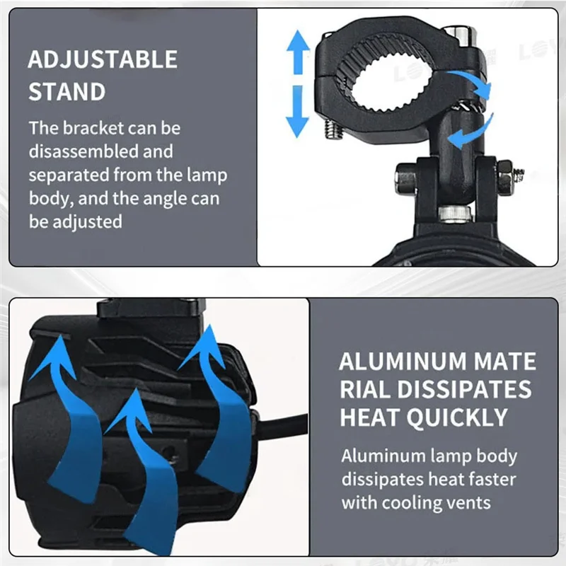 

ABQB-Светодиодные фары для мотоцикла, противотуманные фары, фары дальнего света, внешний вспомогательный фонарь, универсальный для мотоцикла, электрического мотоцикла