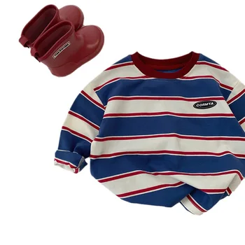 Kids' Striped Cotton Long-Sleeve T-Shirt | Casual Top Ages 2-7 5 2-7Y autumn Children Clothes For Baby Girl Boys T-shirt Stripe Cotton Long Sleeves Shirts Teen Hoodie Bottoming Shirt Kids Tops 5