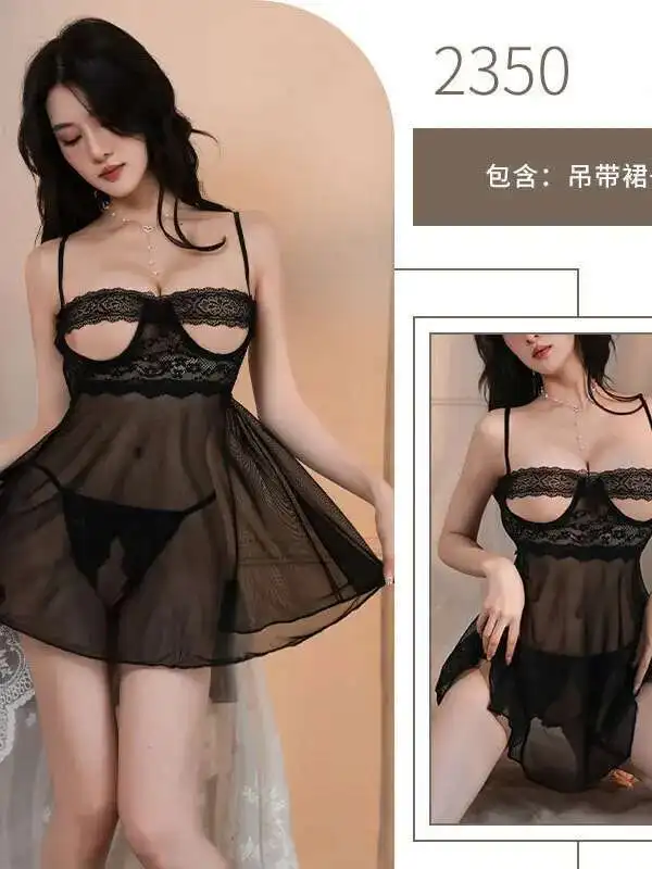 Sexy Mesh Spitze Aushöhlen Kleid Mode Elegante Romantische Weiche Atmungsaktive Romantische Reife Charme Sheer Leidenschaftliche Uniform L5AQ
