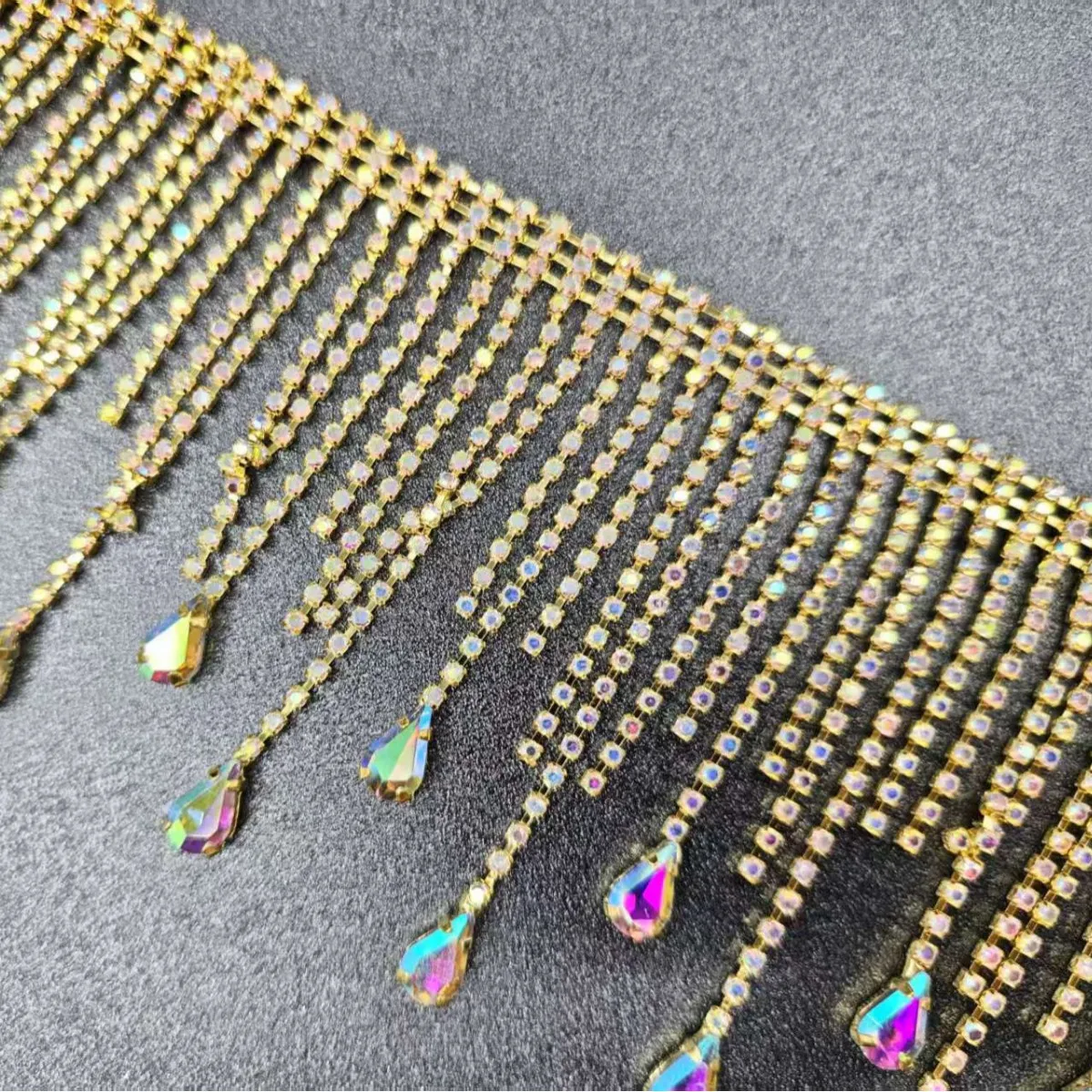 5Yard Teardrop pendant, fancy tassel, rhinestone chain, DIY clothing, bag accessories, fabric patch
