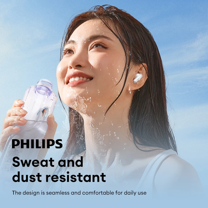 New Philips TAT2169 Wireless Bluetooth 5.4 Earphones 30H Long Battery Life Game Earbuds 3D Stereo Sound Waterproof Sport Headset