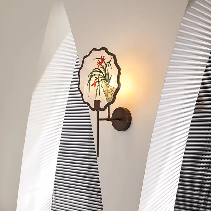 Chinese Song Dynasty Aesthetics Wall Lamps High-end Enamel Colors LED Wall Sconces Villa Bedroom Luxurious Home Decor Fixtures