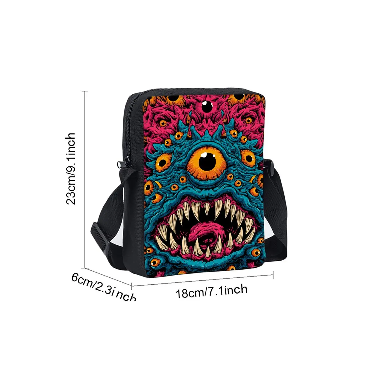 One Eyed Monster Print Single Sided Messenger Bag for Boy/Girls Children Best Gifts 2D Flat Cartoon Casual Crossbody Bag