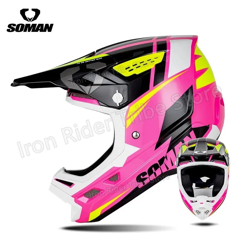 New SOMAN Personalized Adult Off-Road Motocross Helmet, CE Certified Safety Riding Helmet for Motocross, Dirt Bike & Motorbike
