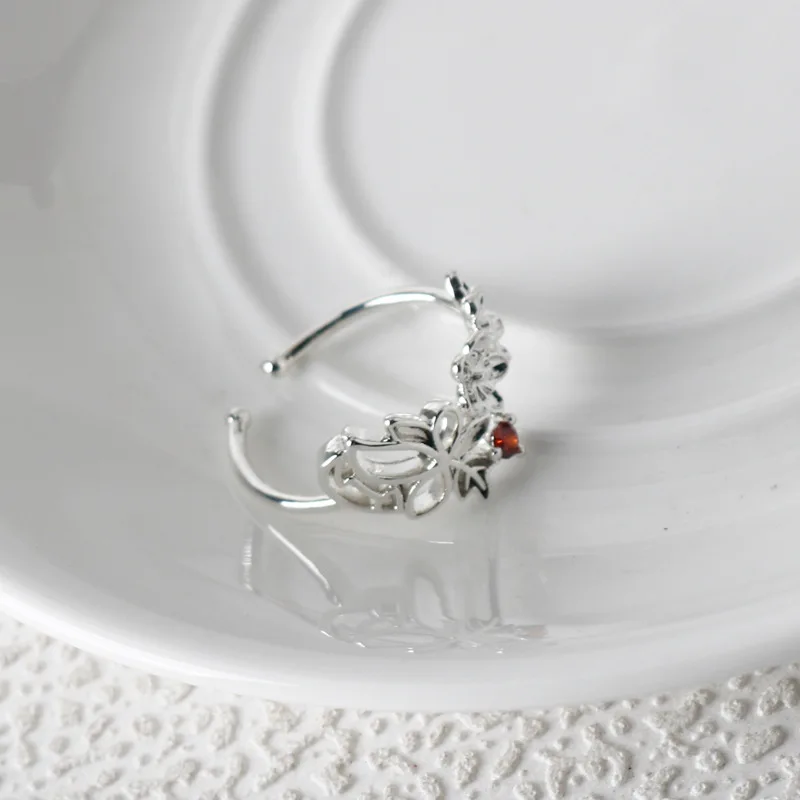 Anime Tian Guan Ci Fu Ringen Voor Vrouwen China Stijl Bloem Opening Ringen Rood Kristal Verstelbare Ringen