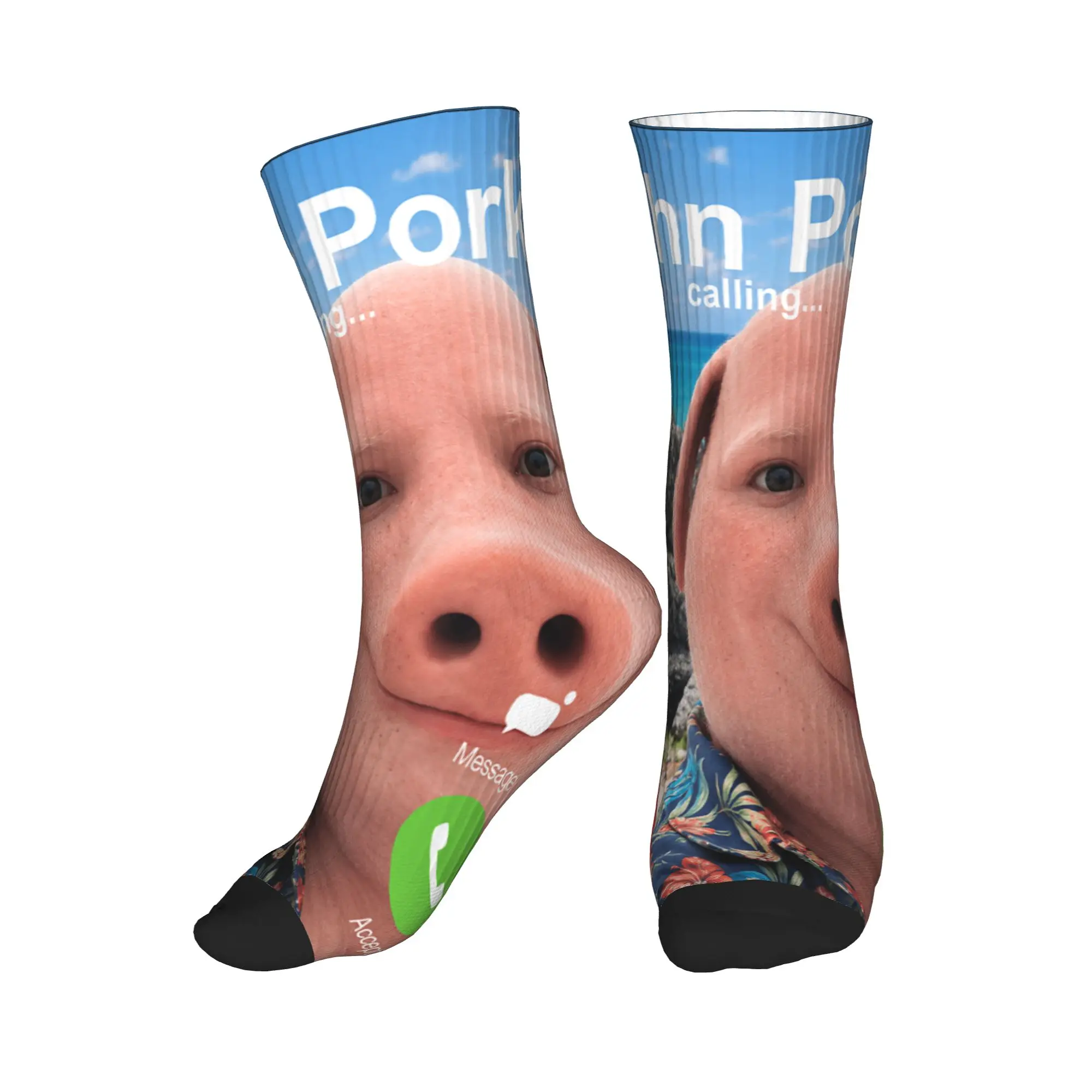 John Pork Calling Decline Accept Incoming Call Socks Anti Stockings Men Comfortable Cycling Socks Autumn Modern Graphic Socks