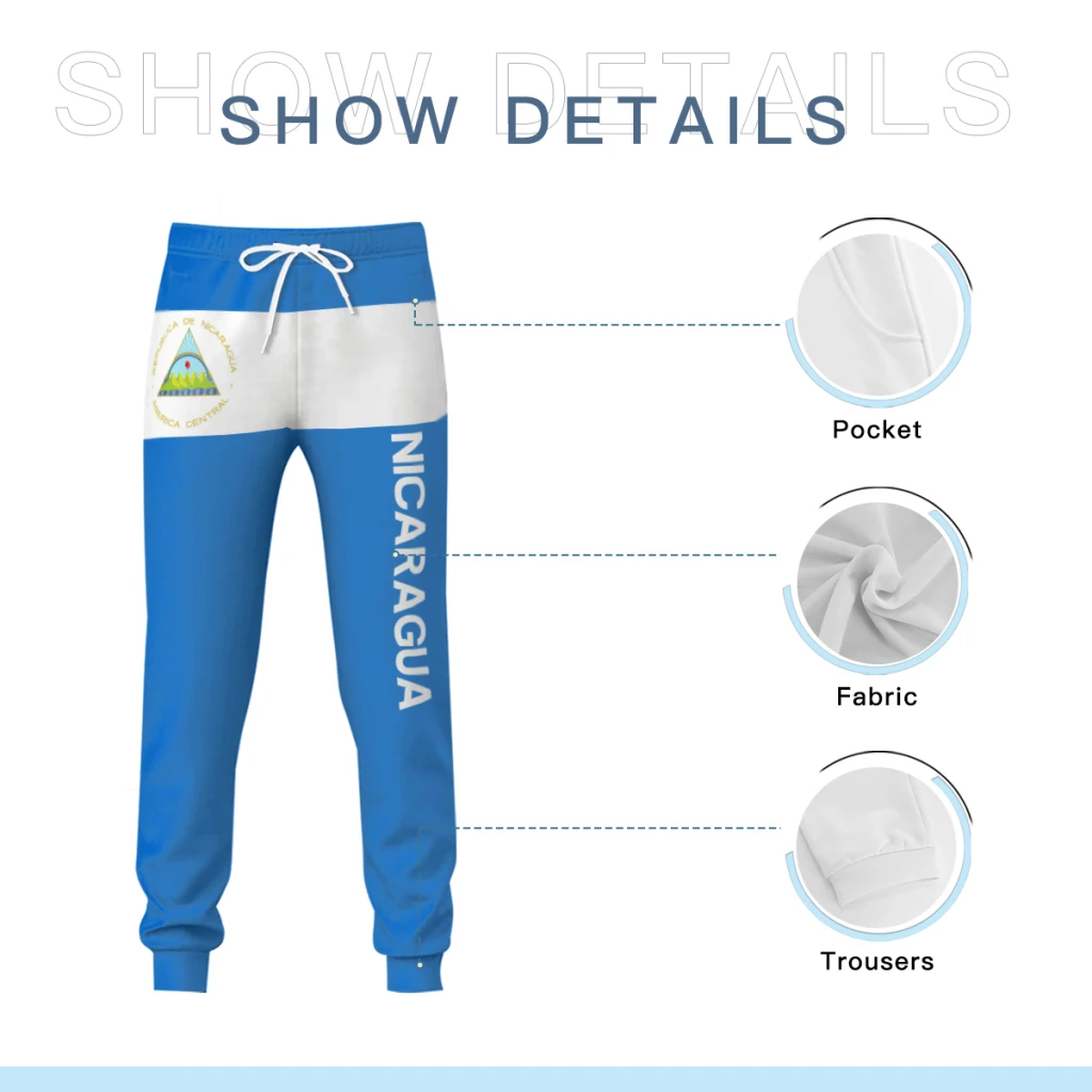 Mens Sweatpants Nicaragua Flag Pants with Pockets Joggers Soccer Football Multifunction Sports Sweat With Drawstring