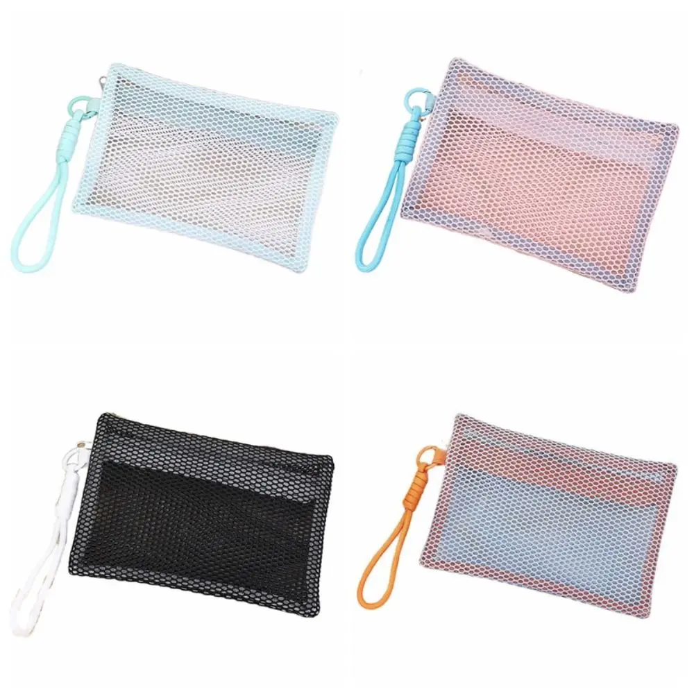 Mode Griff Nylon Make-Up Tasche Leichte Wiederverwendbare Mesh Kosmetik Tasche Geldbörse Transparent Tragbare Make-Up Tasche Hause