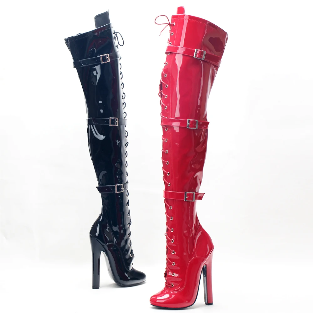 

Jialuowei Custom 6" High Heels Lace Up Thigh High Boots Unisex Over the knee Boot Stripper Fetish Shoes