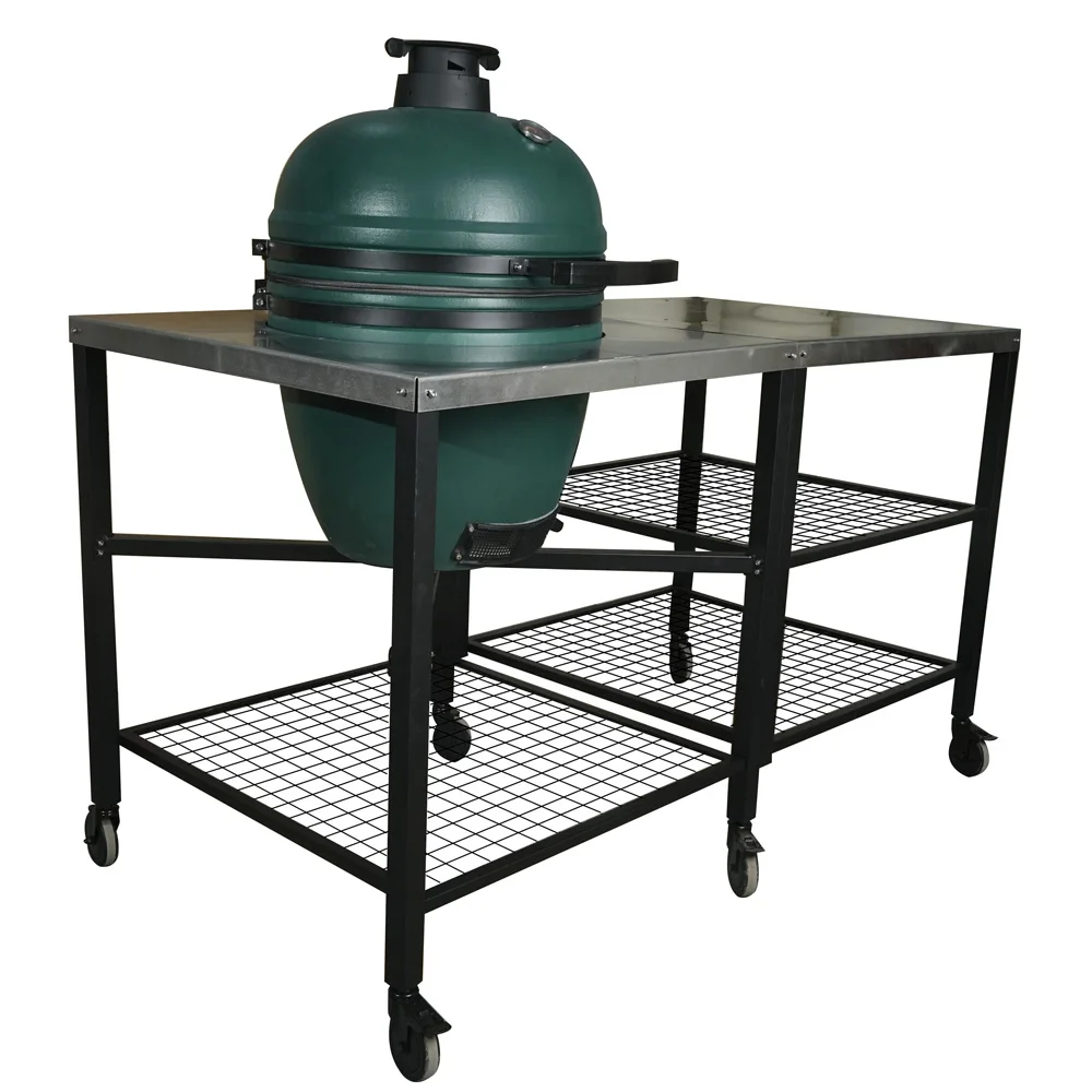 AUPLEX Camping chinese barbecue 21-Inch Ceramic Kamado BBQ Grills for Outdoor Garden with table