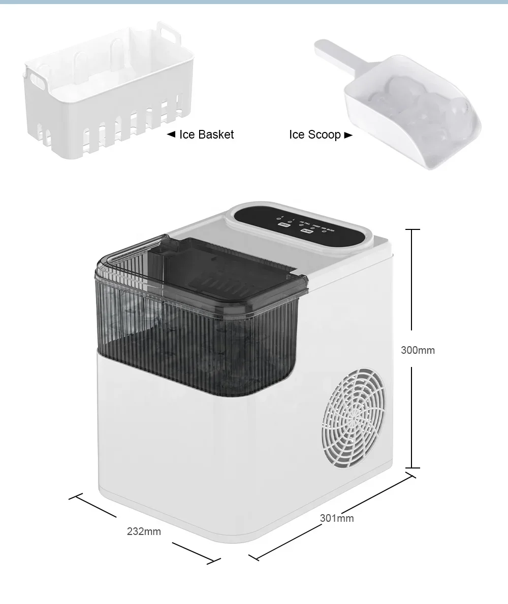 High quality countertop ice maker for household use, adjustable and portable ice maker
