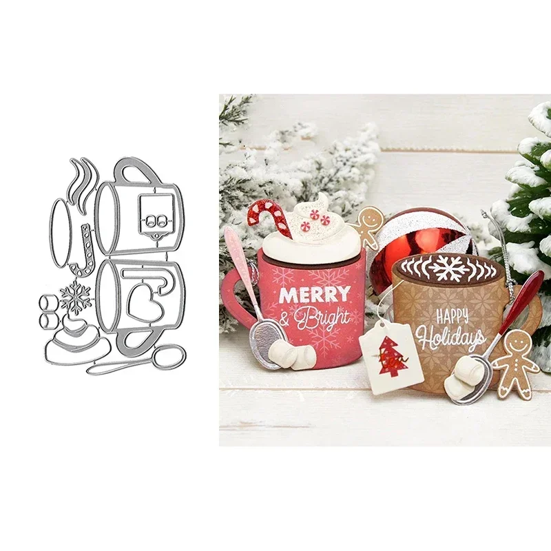 

New Arrival Christmas Coffee Cup Decration Metal Cutting Dies for DIY Scrapbooking Card Making Stencils Photo Albums Knife Mold