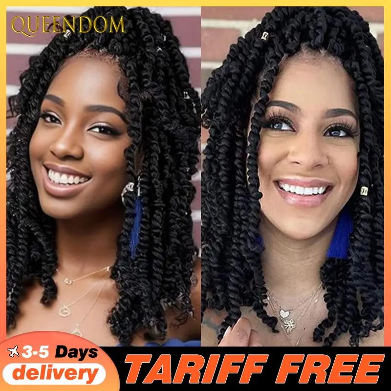 

Весенний твист-плетение волос, синтетические полные кружевные плетеные парики для чернокожих женщин, парик без узлов с детскими косами, афро парики