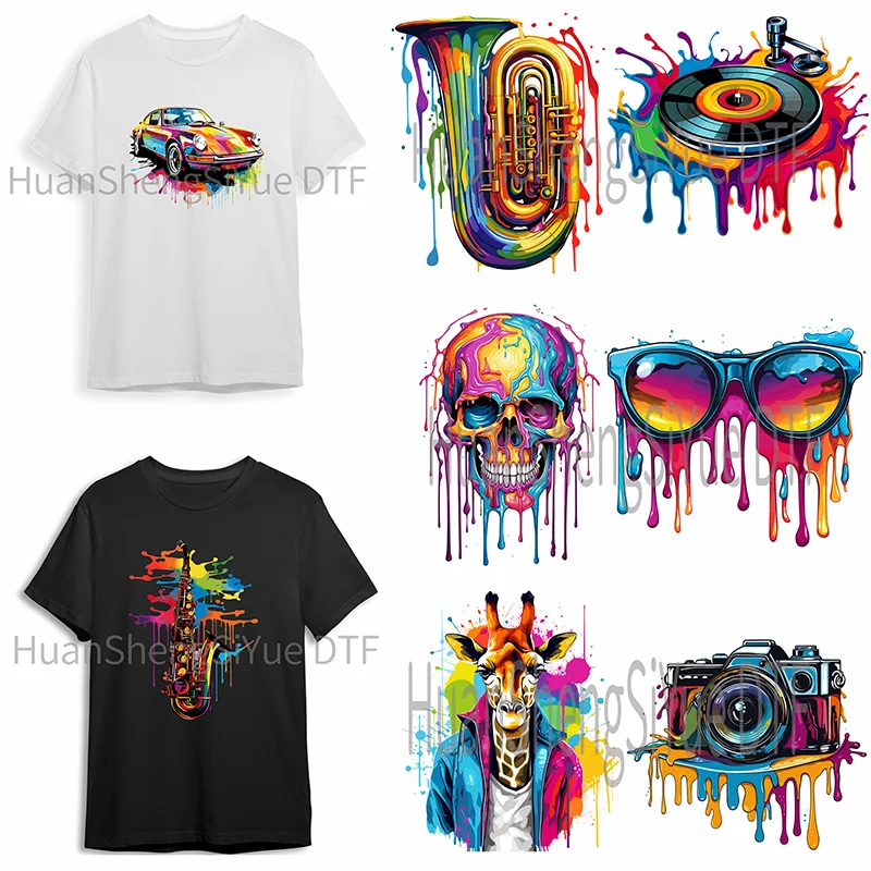 Ironing Sticker Clothes DTF Colored Fluid Paint Fashion T-shirt Hoodie DIY Jacket Patch Is Waterproof Clothing Hot Paste Paper