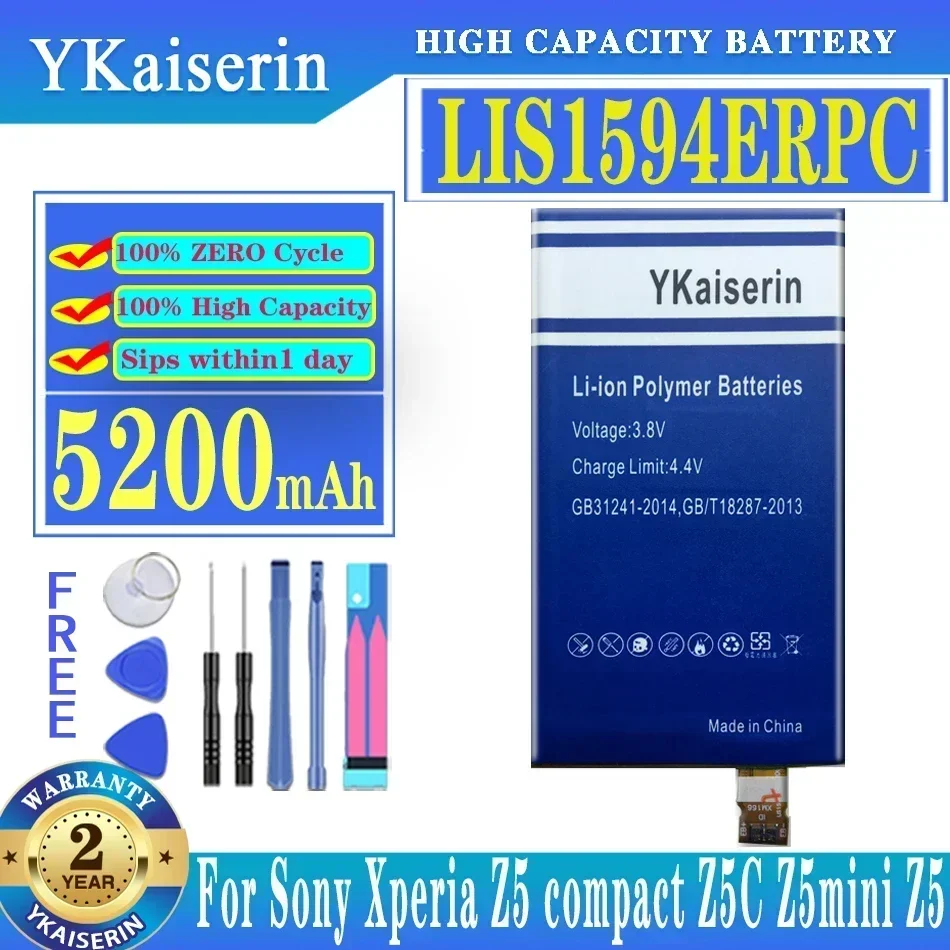 

For Sony 5200mAh LIS1594ERPC Battery For SONY Xperia F5321 Z5C Z5 Mini E5823 Z5 Compact C6 F3216 F3215 F3216Xc Batterij