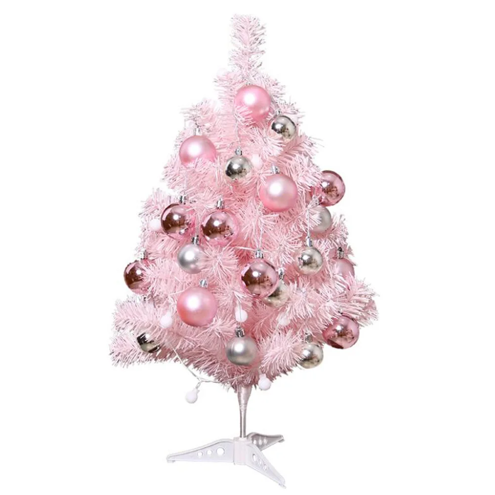 

Mini Christmas Tree Decoration 12 Inch Pink LED Luminous Adornment Desktop PVC Metal Unique Design Warm Color Tough Material