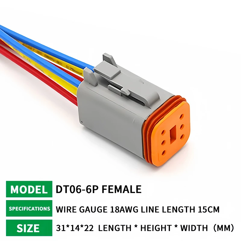 6 Pin DT04-6P DT06-6S Waterproof Connector with 15cm Cable - Heavy Duty Electrical Plug Socket for Car, Truck, Motorcycle & Boat T&I Online Store