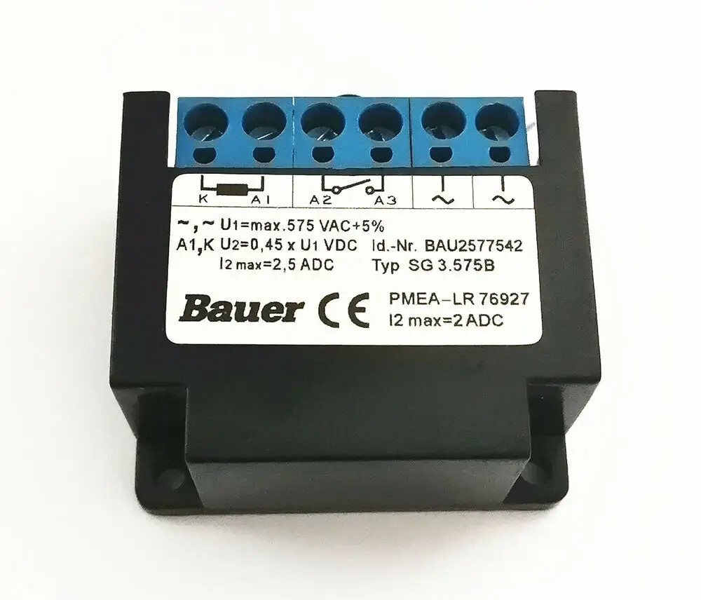 

Replace Bauer Typ SG 3.575B BAU2577542 U1=max.575VAC+5% motor brake rectifier