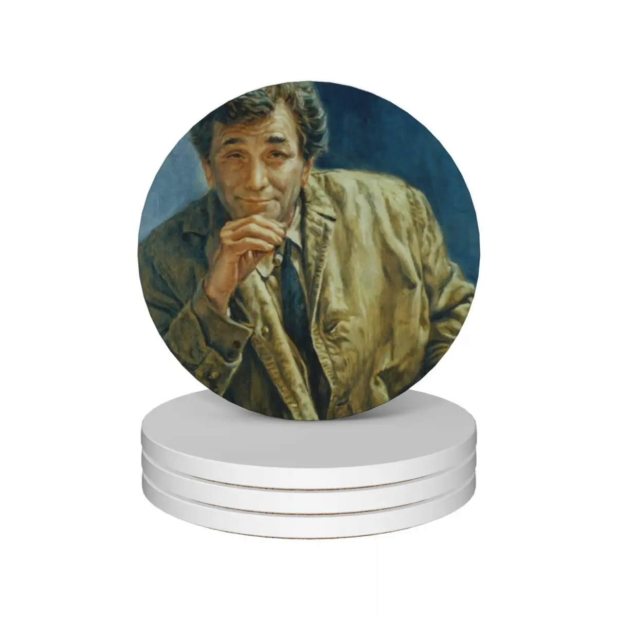 

Columbo Portrait Painting - “Murder, A Self Portrait” Ceramic Coasters (Set of 4) teapot mat ceramic set mug mat tile Coasters