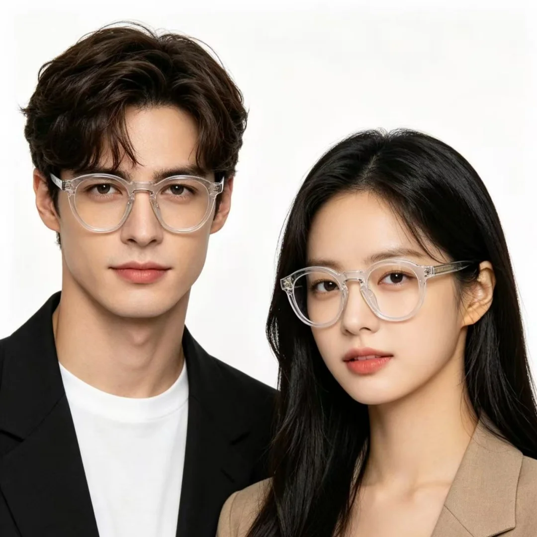 

Retro Glasses for Men Oval TR90 Frame Anti Blue Light Computer Eyeglasses Women Hand Made Glasses Frame