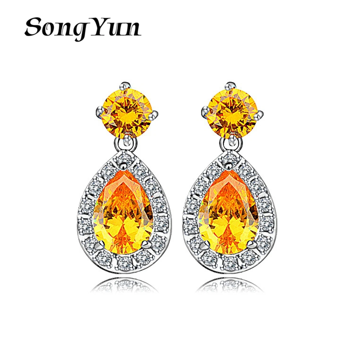 

SongYun Jewelry MHT Quality Brass Stud Earrings Dangle CZ 7A Zircon Girlfriend Gift Elegant Jewelry Women Earring Jewelry