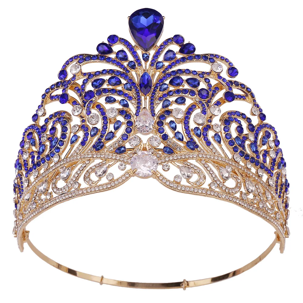 

DIEZI 2023 New Blue Crystal Crown For Women Party Bridal Bride Luxury Elegant Princess Queen Zircon Tiara Crown Hair Accessories