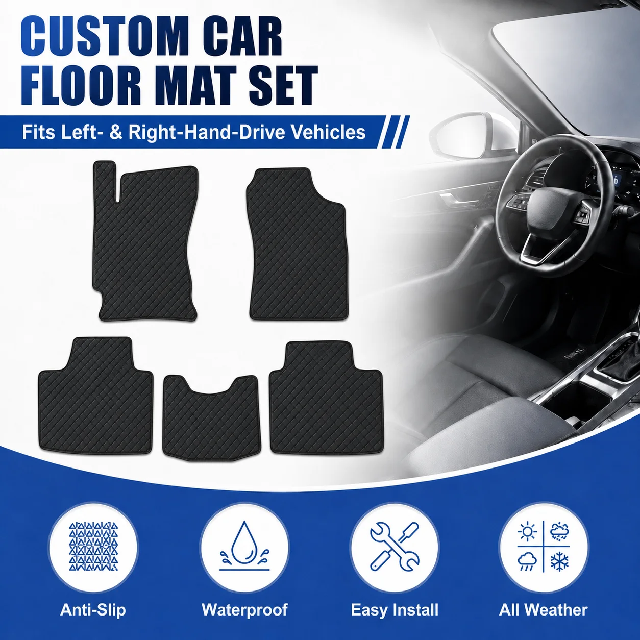 Customized Car Floor Mats for BAIC D50 2014–2017 All-Weather Waterproof Anti-slip Flat Floor Liner Car Auto Interior Accessories