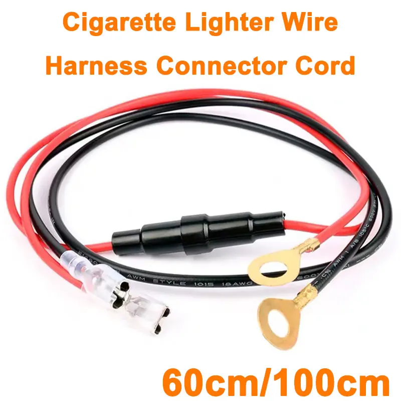 

USB Charger Socket Cable 60cm Cigarette Lighter Wire Harness Connector Cord With 10A Fuse for Car Marine Motorcycle ATV RV Refit