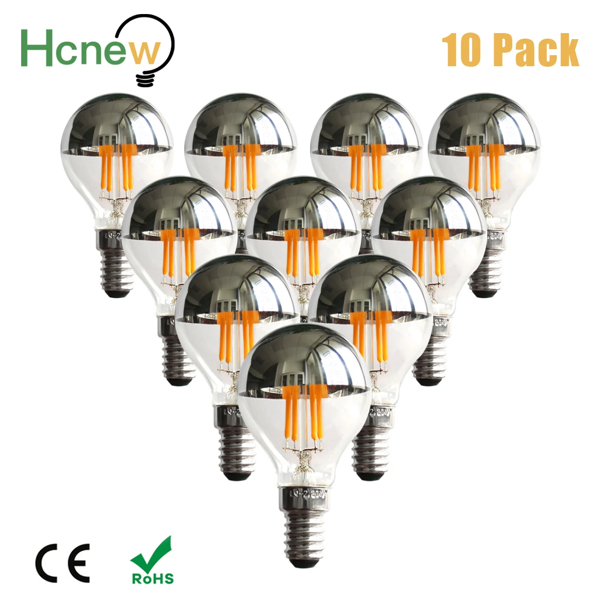 Vintage E14 Led Bulb Silver Mirror G45 4W Filament Light Bulb E27 Dimmable Replaceable Warm White Indoor Lights Decoration Home