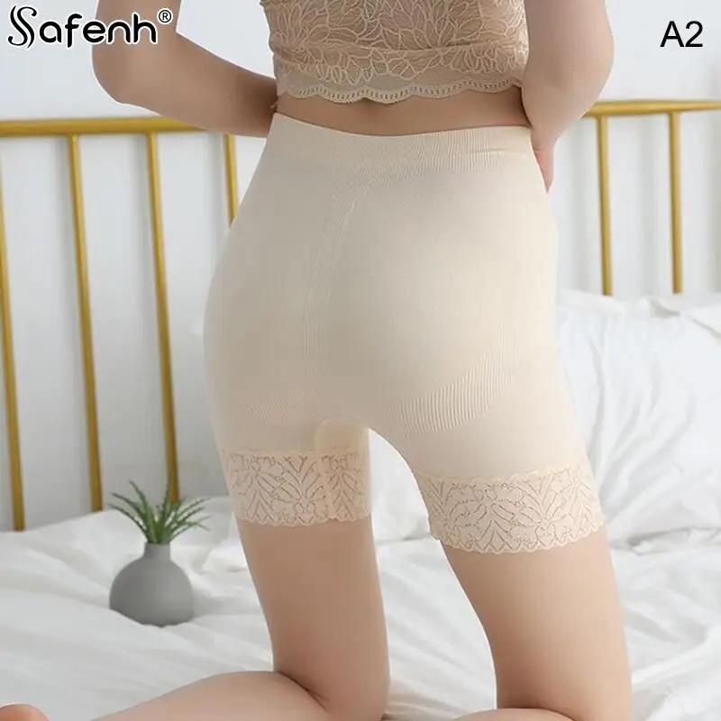 1PCS Summer Women Safety Underwear Seamless Lace Edge Thin High Waist Safe Pants Female Boxers Under Shorts Anti-light Legging