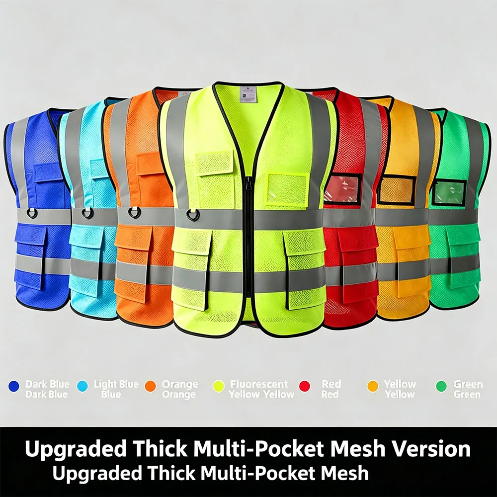 Summer Nighttime Multi Pocket Reflective Protective Clothing Motorcycle Safe Reflective Coat Traffic Hygiene Garden Architecture