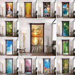 Sunset At Dusk Lake Door Stickers adesivo da spiaggia decorazione murale carta da parati 3D Poster Room Decor estetico bagno deursticker